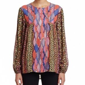 Anthropologie Blank London Miranda Long Sleeve Peasant Blouse Top Shirt S